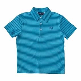 Tasseled Pro Performance Polo - Scuba Blue Stripe