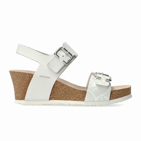 Easy Foot Comfort Performance Mephisto Lissandra Wedge Sandal (Women) - White Sandanyl/Fog Panama