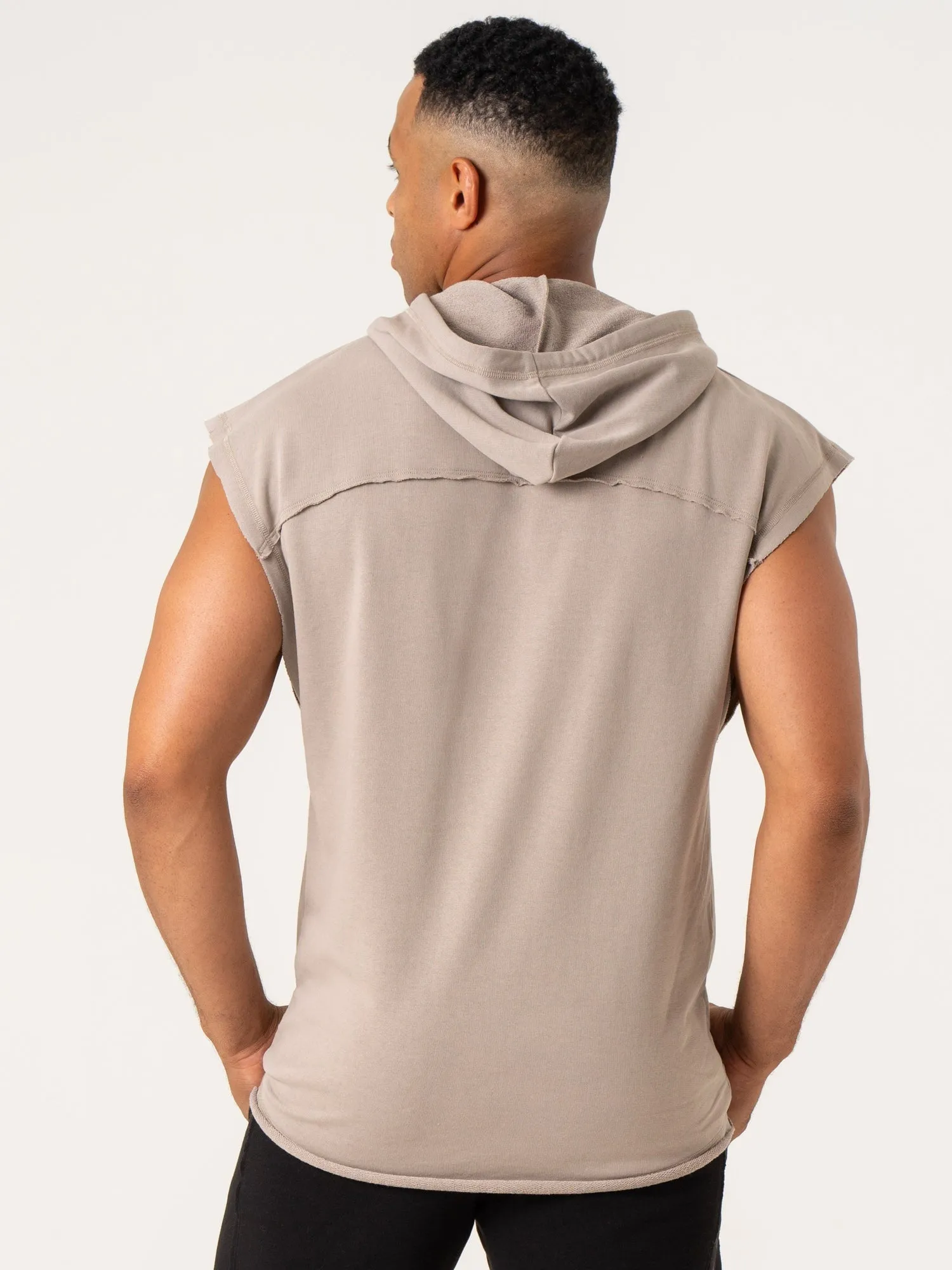 Pursuit Fleece Sleeveless Hoodie - Taupe Moisture Lock Layer Layered Side Panels