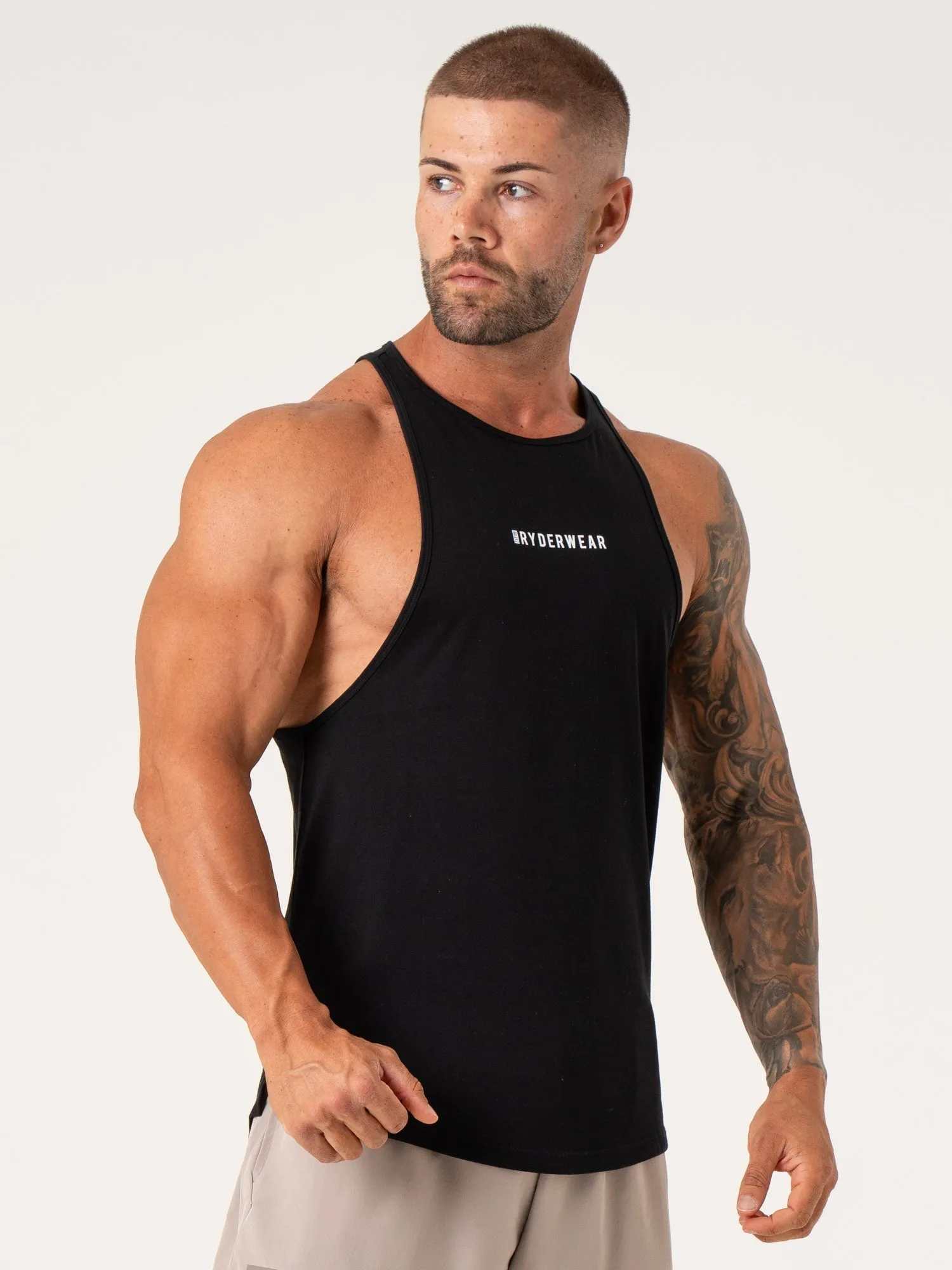 Silicone Grip Hem Pursuit Tank - Black