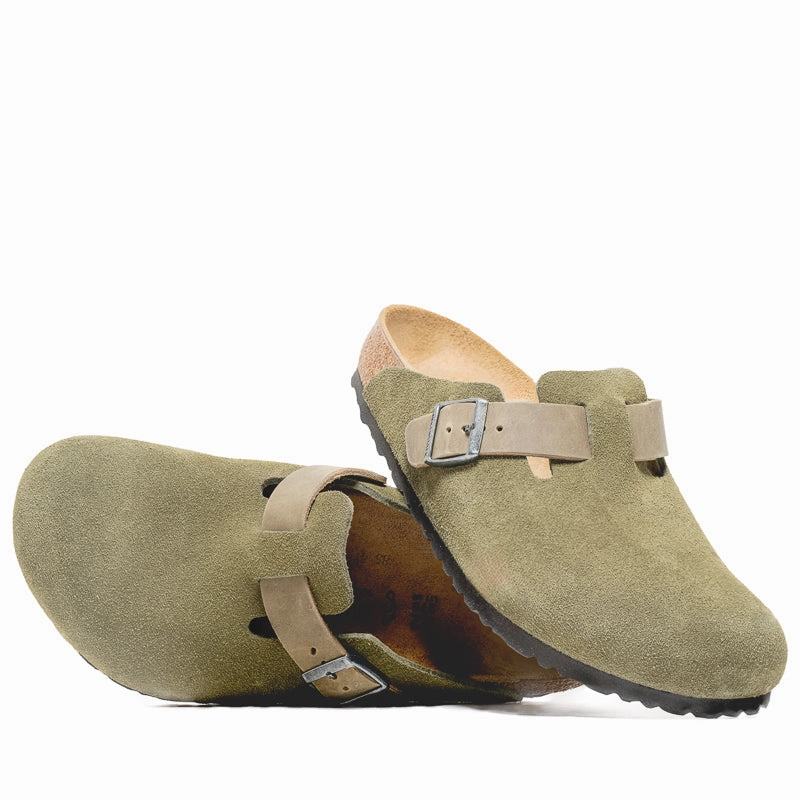Fair View Anti   Slip Birkenstock Boston Suede Oiled Leather - Thyme