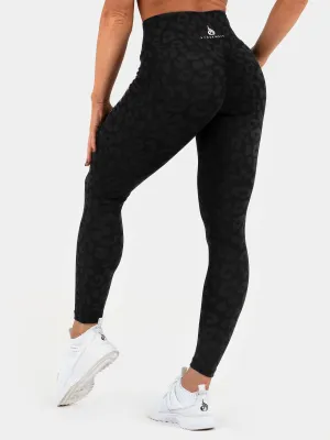 Instinct Scrunch Bum Leggings - Leopard Black Support Fit Ultra Stretch