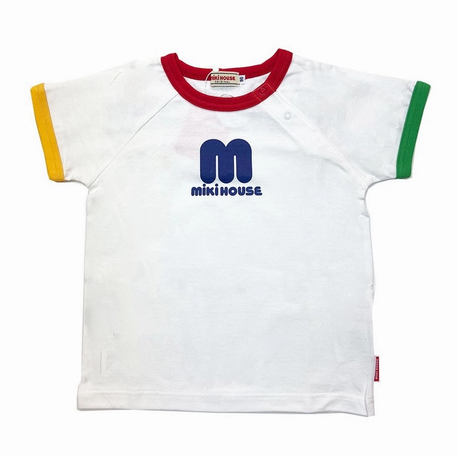 Miki House Kids Classic Logo Icon White Tee T-Shirt Unlined Little girl