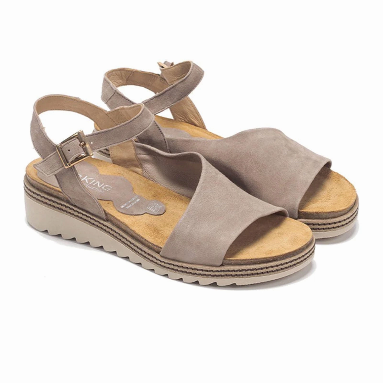 removable insoles Flex grooves Dorking Espe D8540 Backstrap Sandal (Women) - Taupe Suede