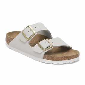 Cushioned Footbed Sustainable Production Method Birkenstock Arizona Narrow Slide Sandal (Women) - Antique White Nubuck