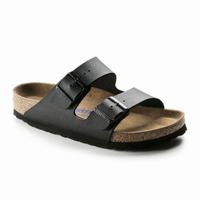 Birkenstock Arizona Soft Footbed Slide Sandal (Unisex) - Black Birko-Flor Heel Support suede upper