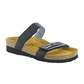 Naot Indiana Slide Sandal (Women) - Jet Black Leather Easy Step Fit Sandals