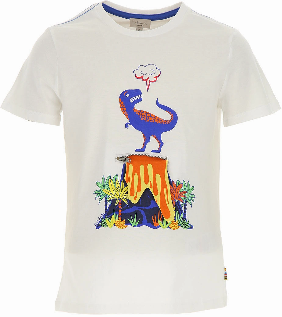 Casual kids' attire stain - resistant Paul Smith Junior Kids 'Rimini' Dinosaur T-Shirt in White