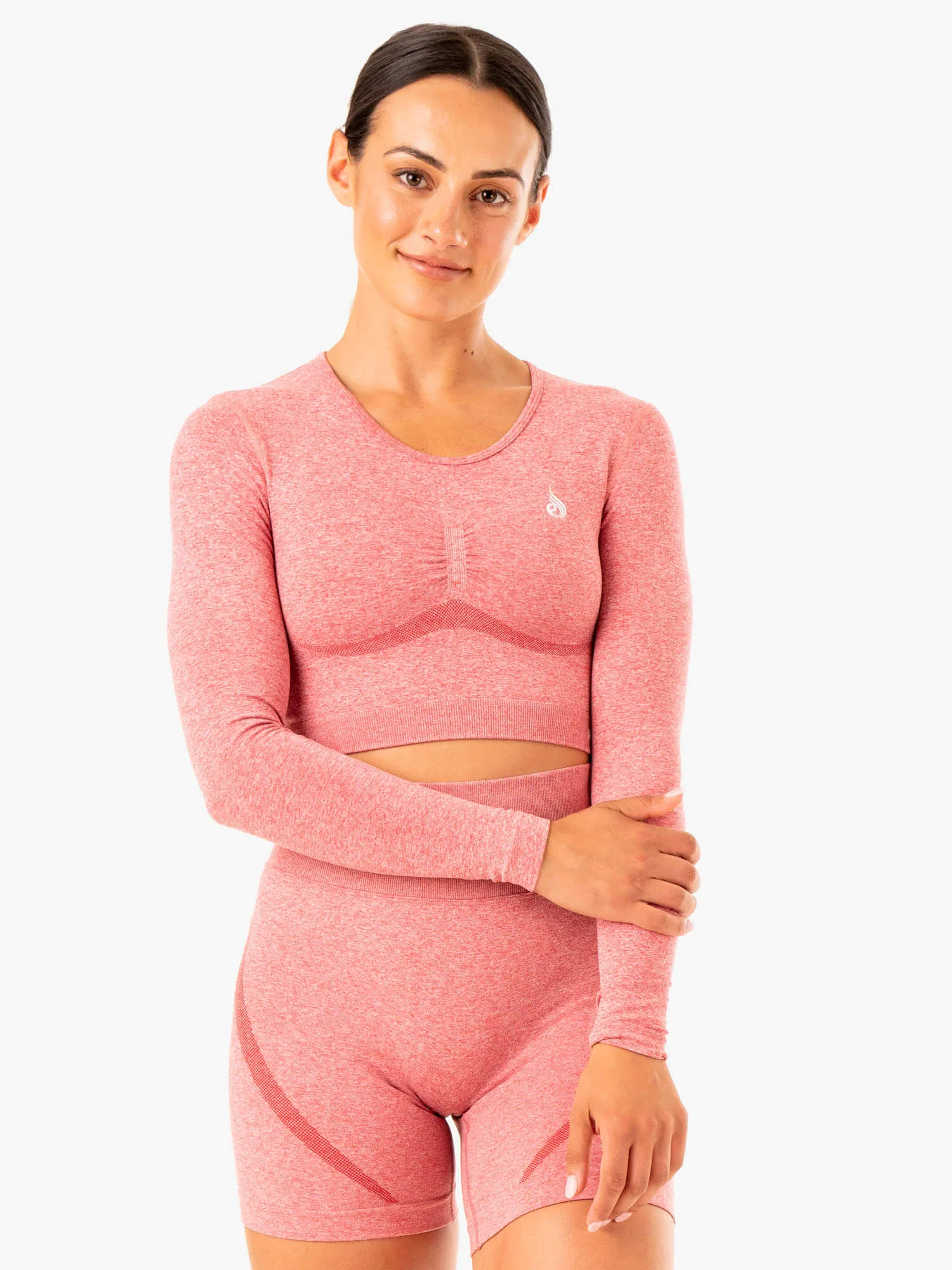 Staples Seamless Long Sleeve Top - Pink Marl QuickRelease Fastener