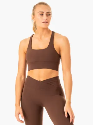 Flow Square Neck Sports Bra - Chocolate Crease-resistant seams