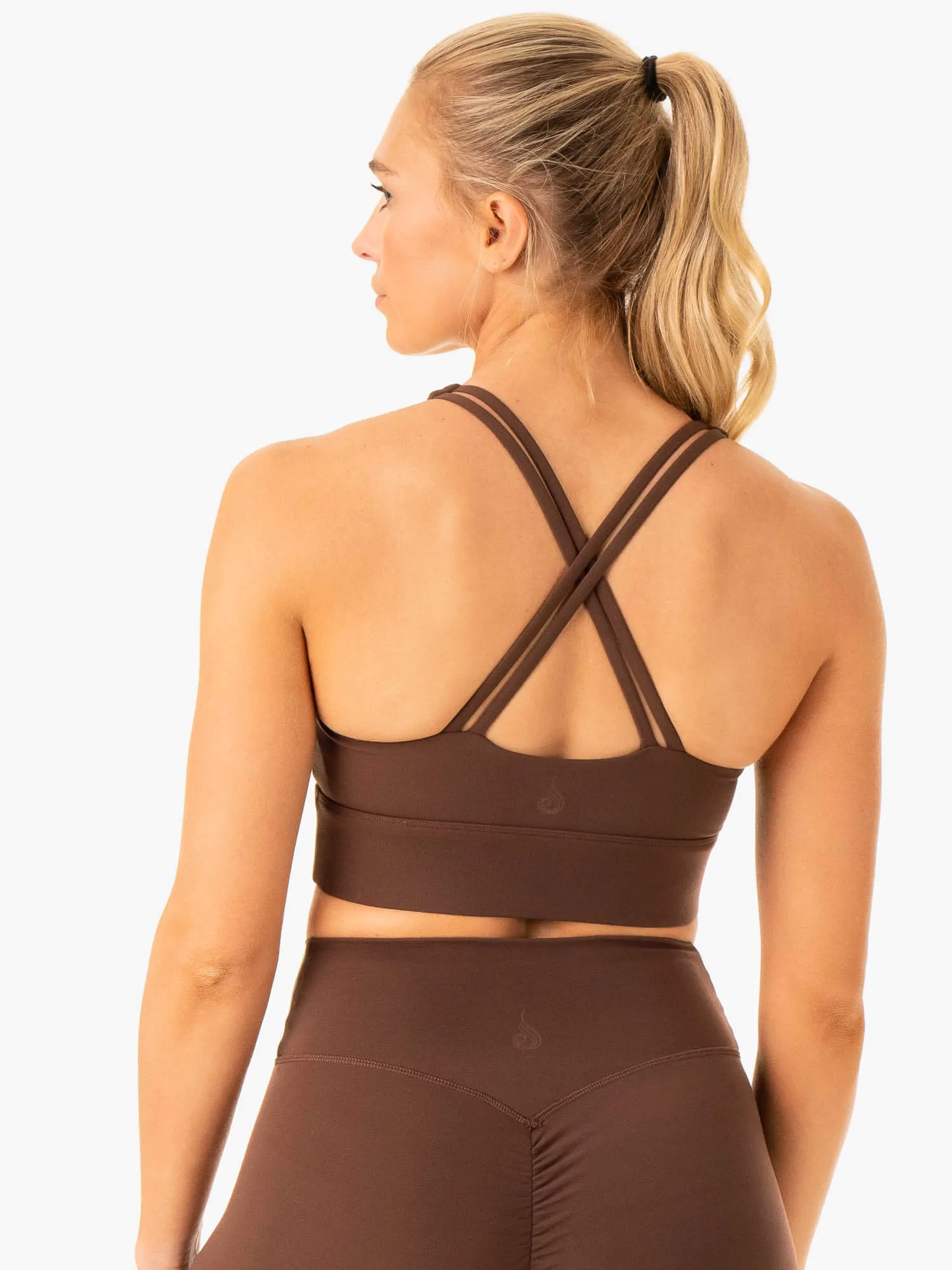 Pressure Distributing Design Non Restrictive Movement Flow Square Neck Sports Bra - Chocolate