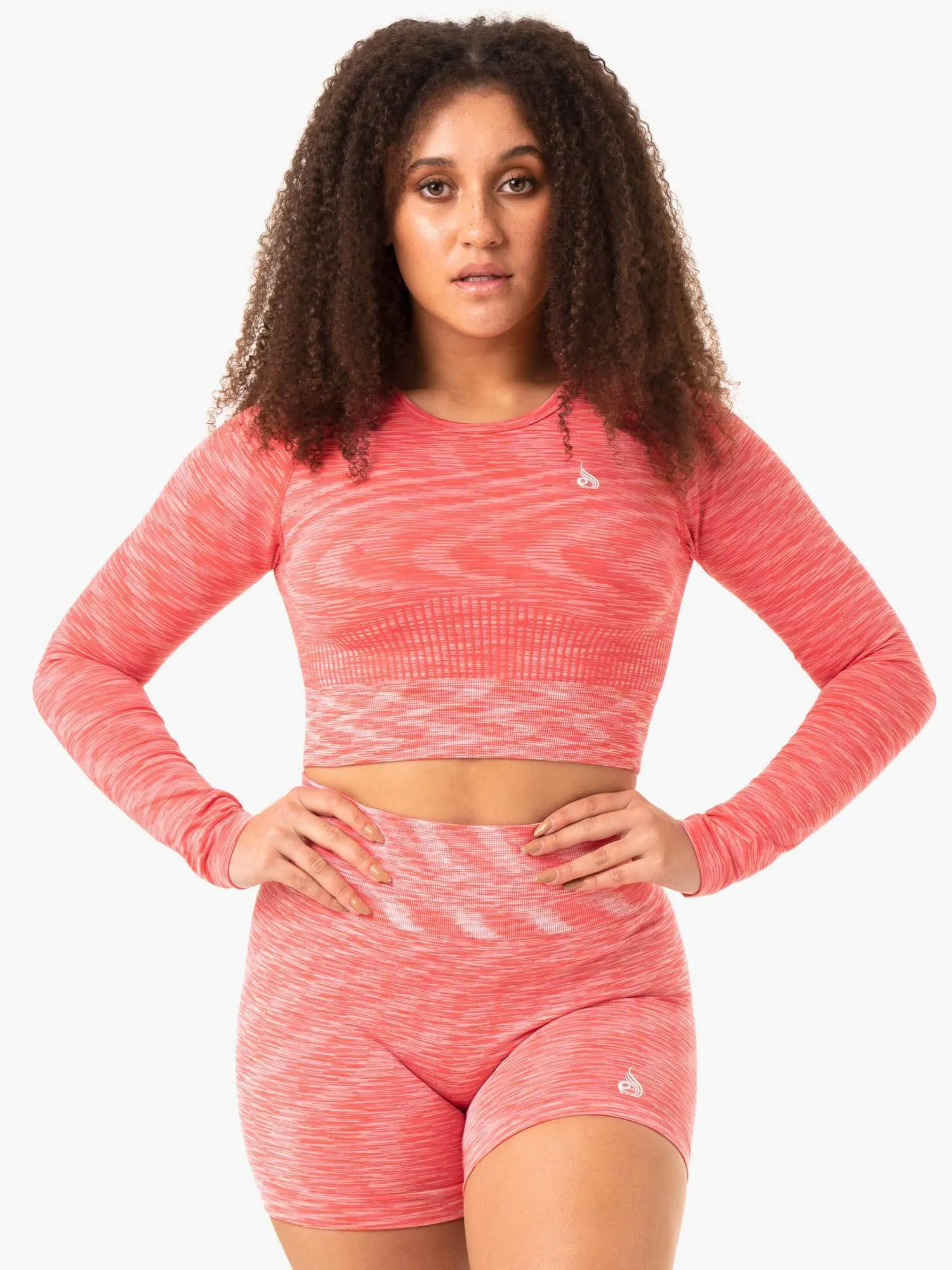 Evolve Seamless Long Sleeve Top - Coral Fitted Blouse