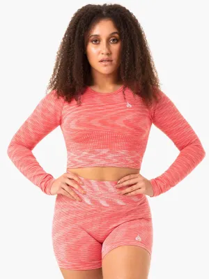Evolve Seamless Long Sleeve Top - Coral Fitted Blouse