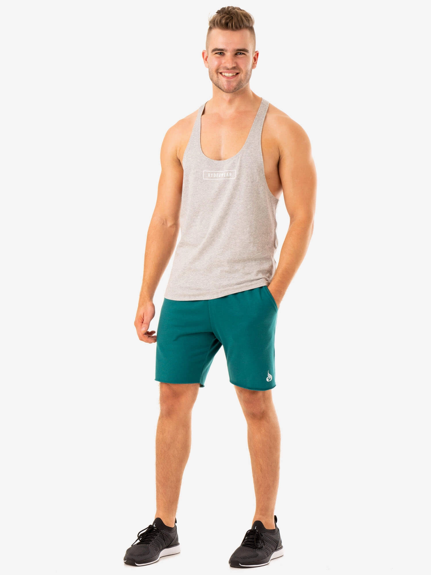 Recharge Track Gym Short - Teal Quick Access Zip Pockets