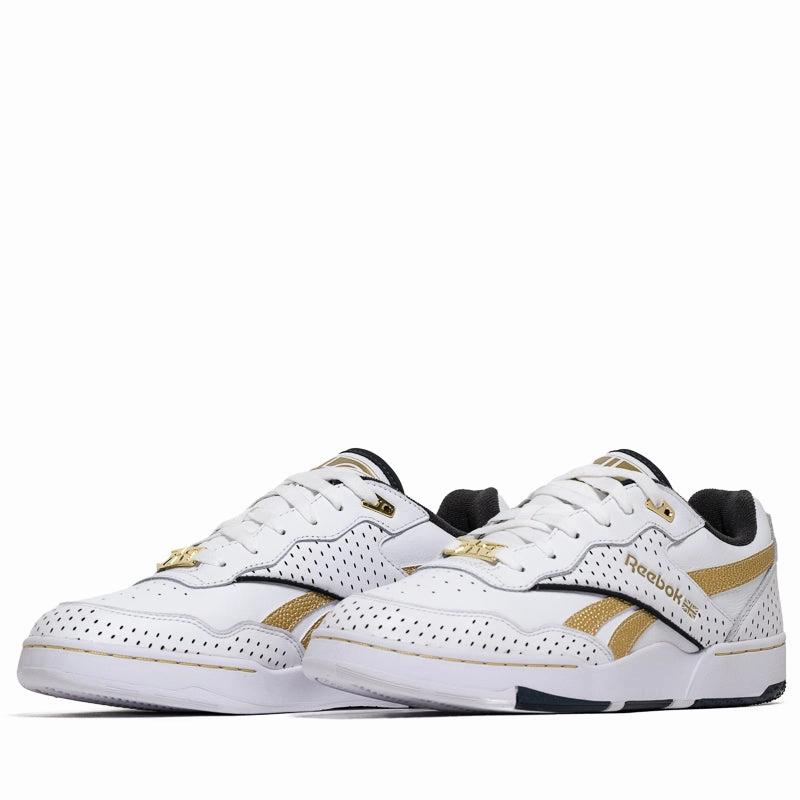 Reebok BB 4000 II - White/Gold Versatile Slip-Ons