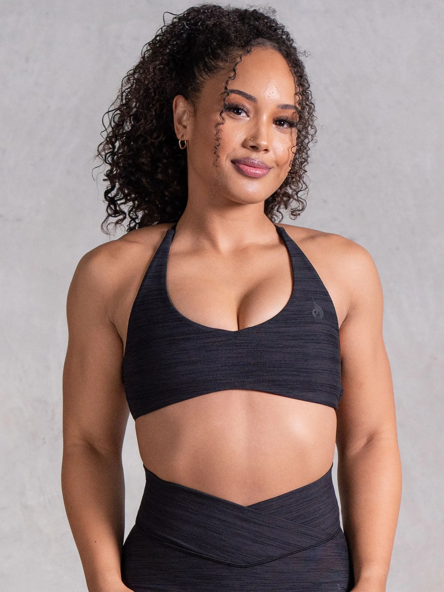 Icon Sports Crop - Black Marl AntiPill Surface ReinforcedStitching