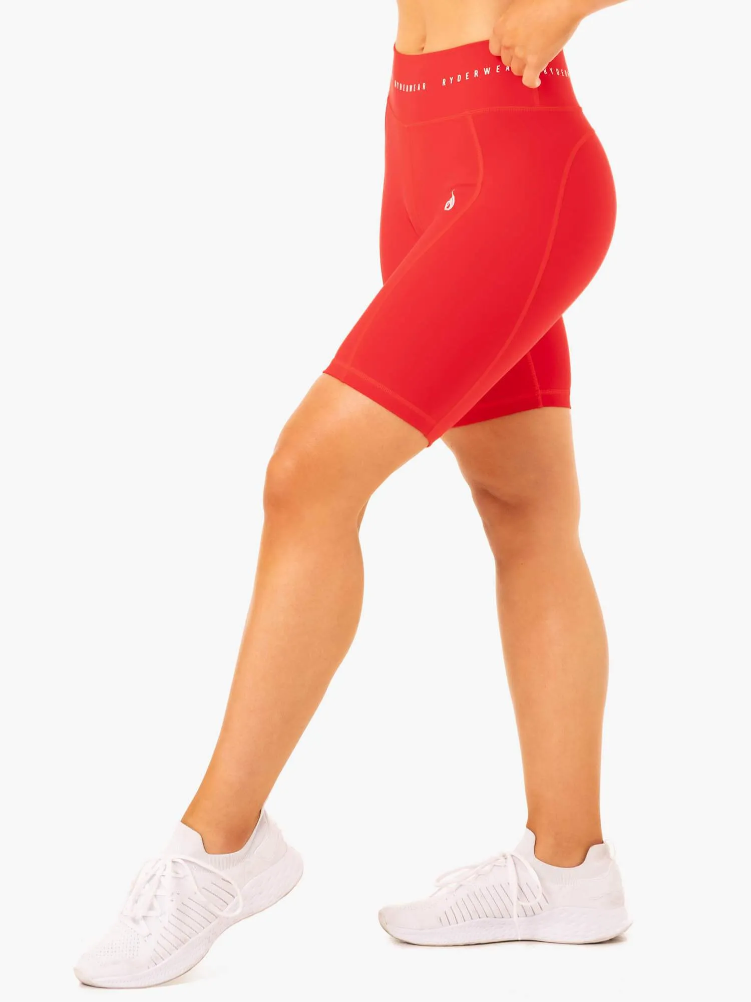 Reflex High Waisted Bike Shorts - Red Breathable layers