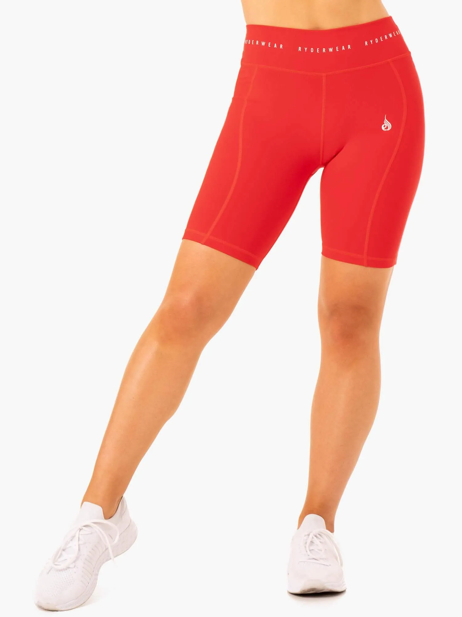 Reflex High Waisted Bike Shorts - Red Casual Vibe