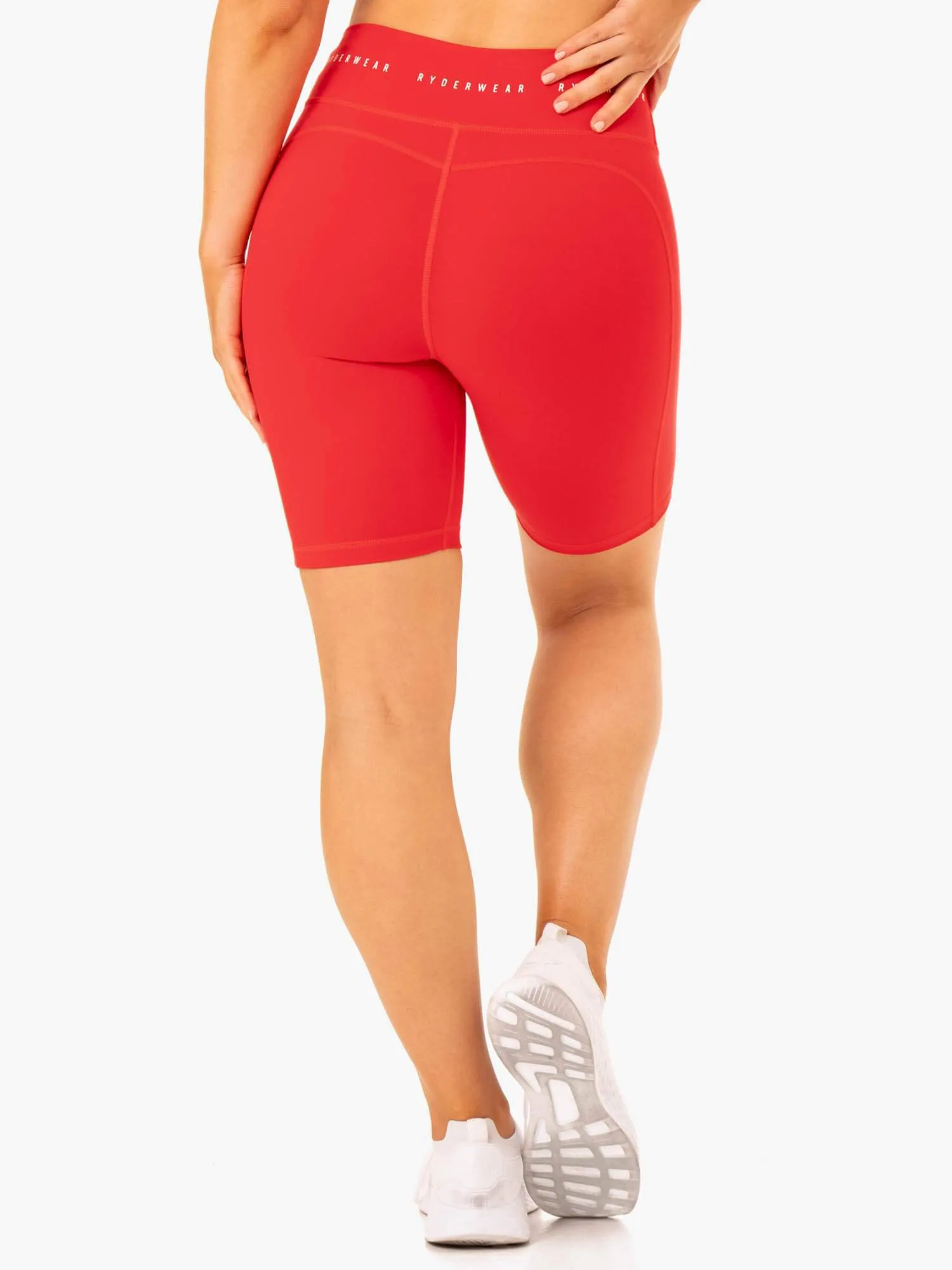 Reflex High Waisted Bike Shorts - Red No Friction