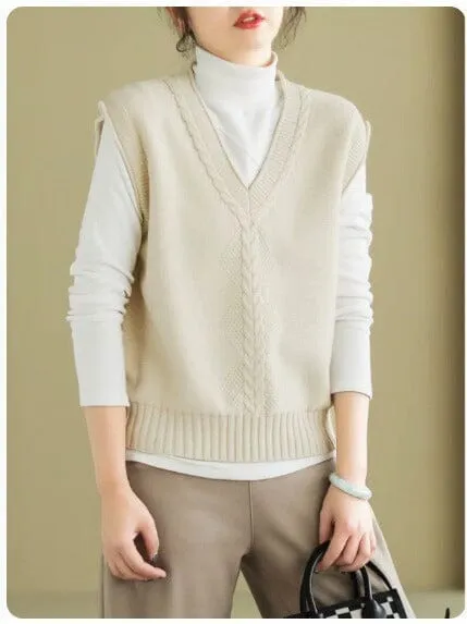 Women Spring Casual V- Neck Knitted Vest Water Repellent Finish epoch
