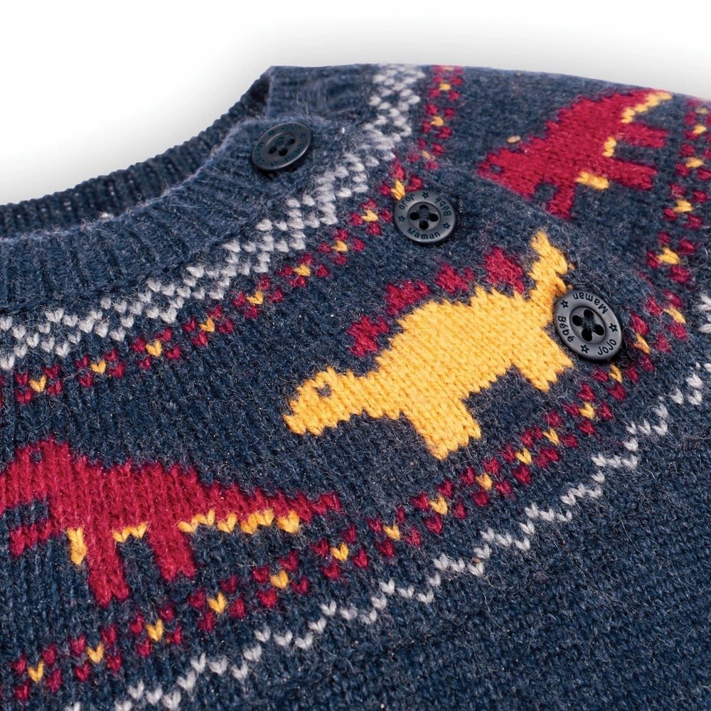 Jojo Maman Bebe Kids Navy Dinosaur Fair Isle Sweaters Weekend wear for kids School uniform items for kids