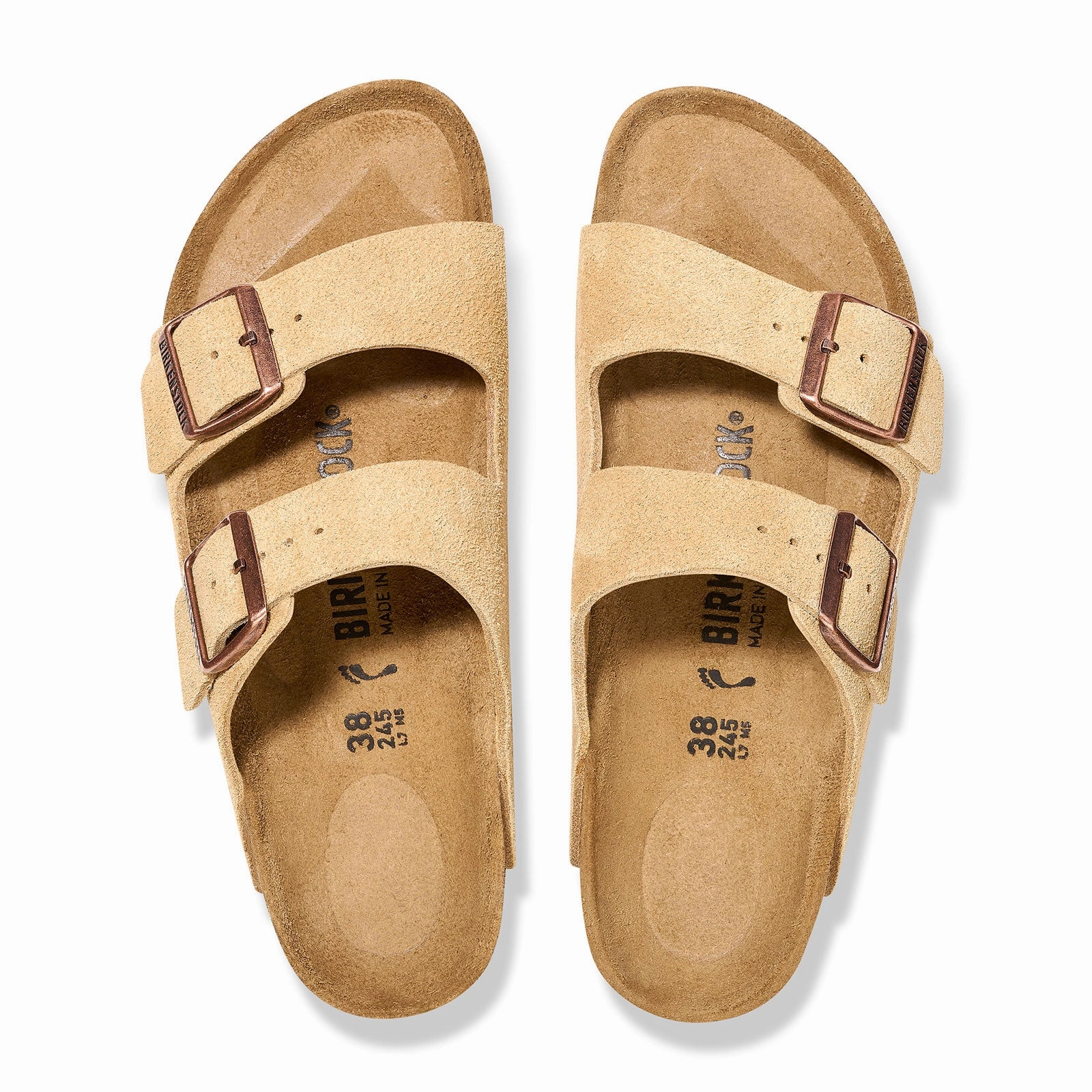 Birkenstock Arizona Narrow Slide Sandal (Women) - Latte Cream Suede Relax Fit Shoes medium fit