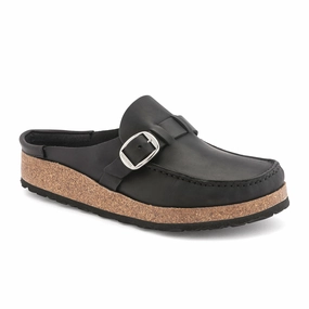 Birkenstock Buckley Clog (Women) - Black Oiled Leather casual wear shoes Supportive Footbed
