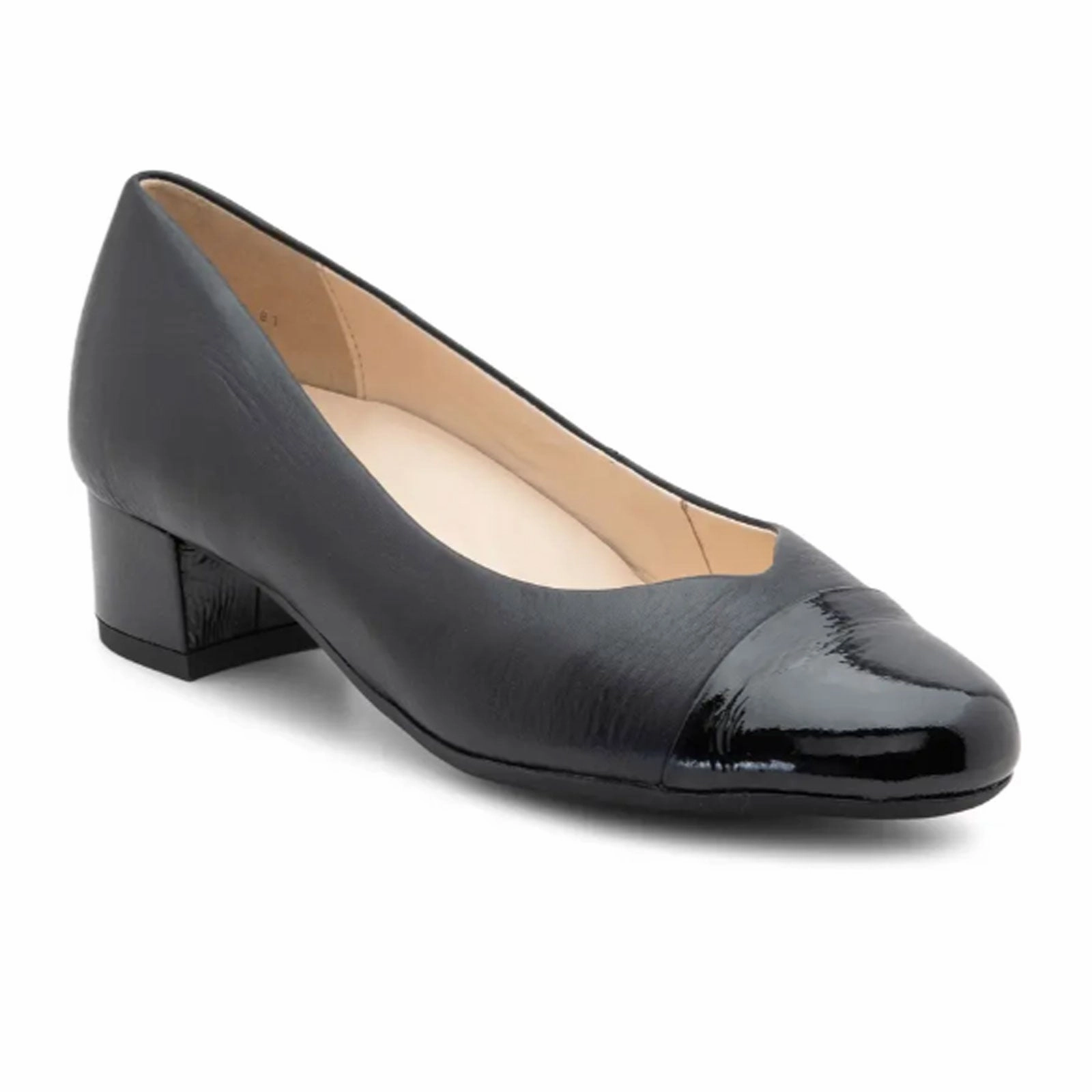 Ara Nanette Block Heel Pump (Women) - Black Patent/Black Calf River Walks