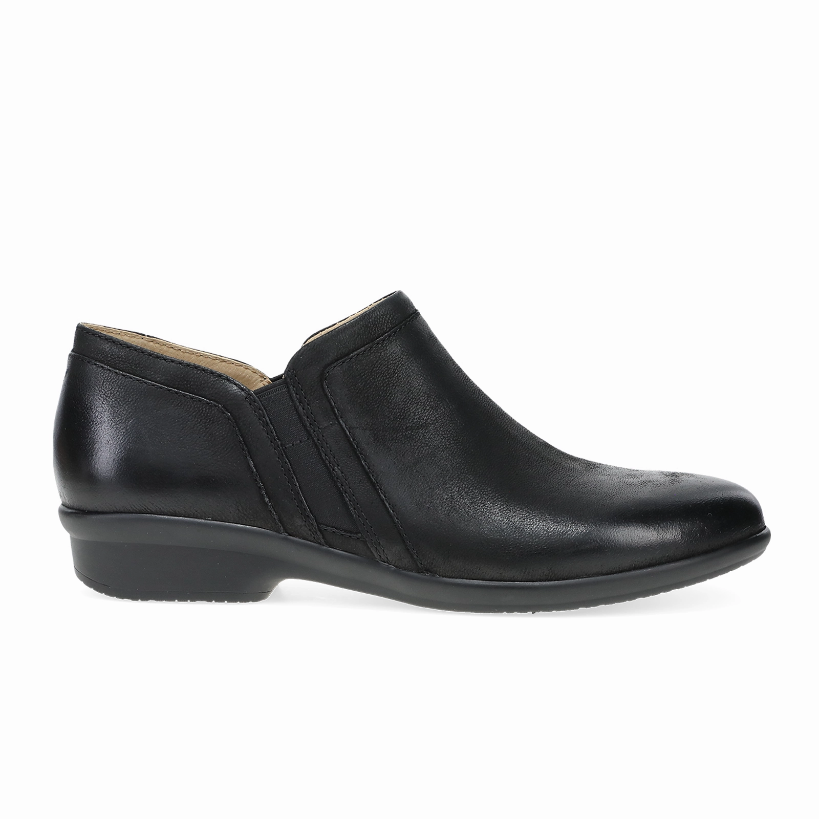 Dansko Cheryl Ankle Bootie (Women) - Black Burnished Nubuck Comfort Path