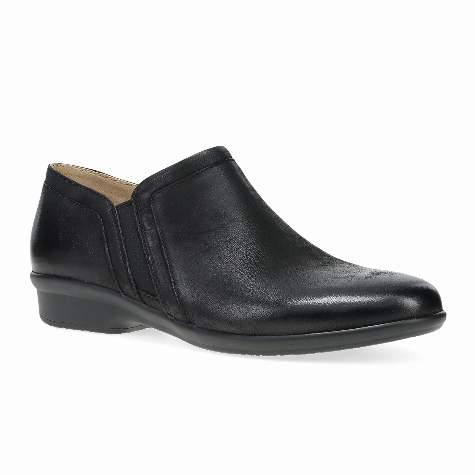 Dansko Cheryl Ankle Bootie (Women) - Black Burnished Nubuck Quick Flow