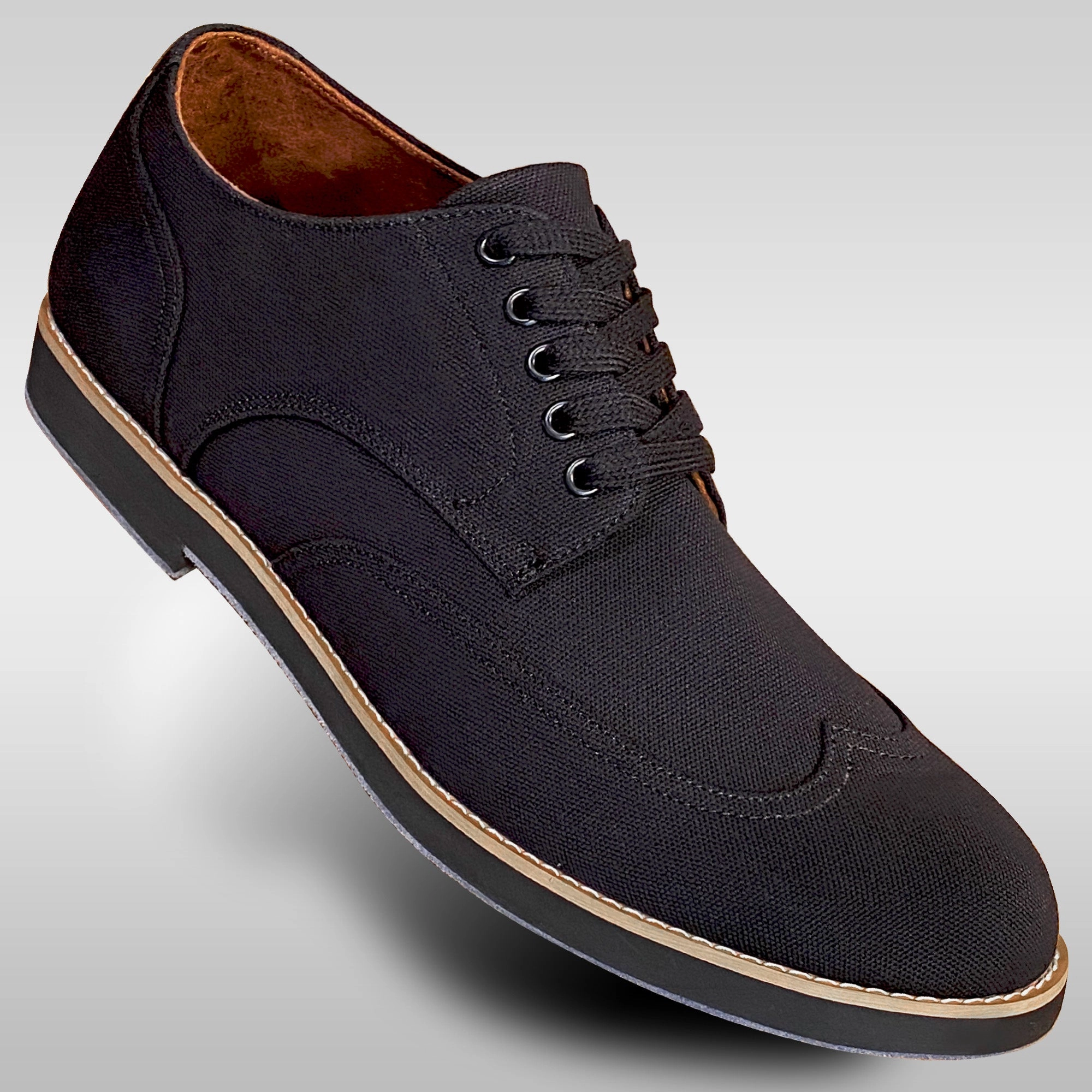 Aris Allen Men's Black Canvas Wingtip Feather Light Dance Shoes Daily Travel