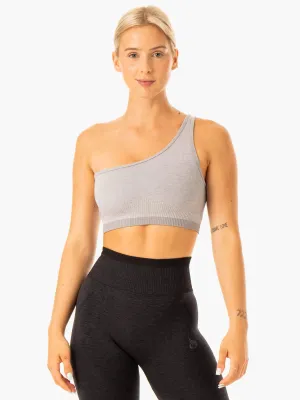 Excel Seamless One Shoulder Sports Bra - Grey Marl Easy Closure