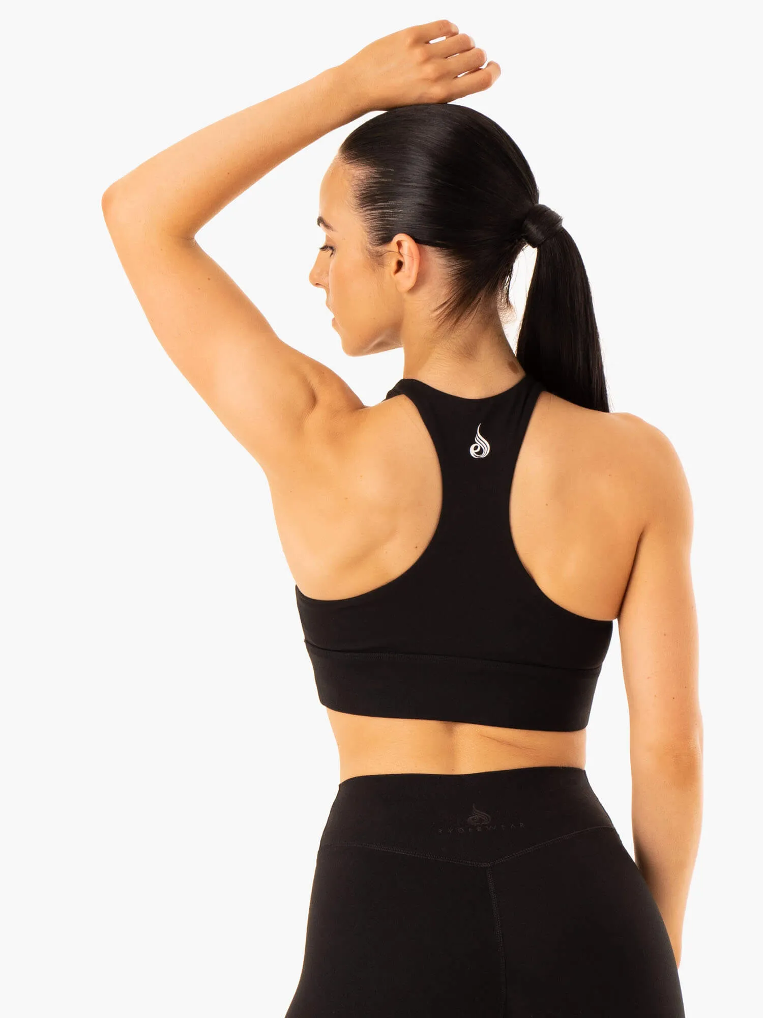 Replay Cut Out Sports Bra - Black Easy Closure Breathable mesh panel