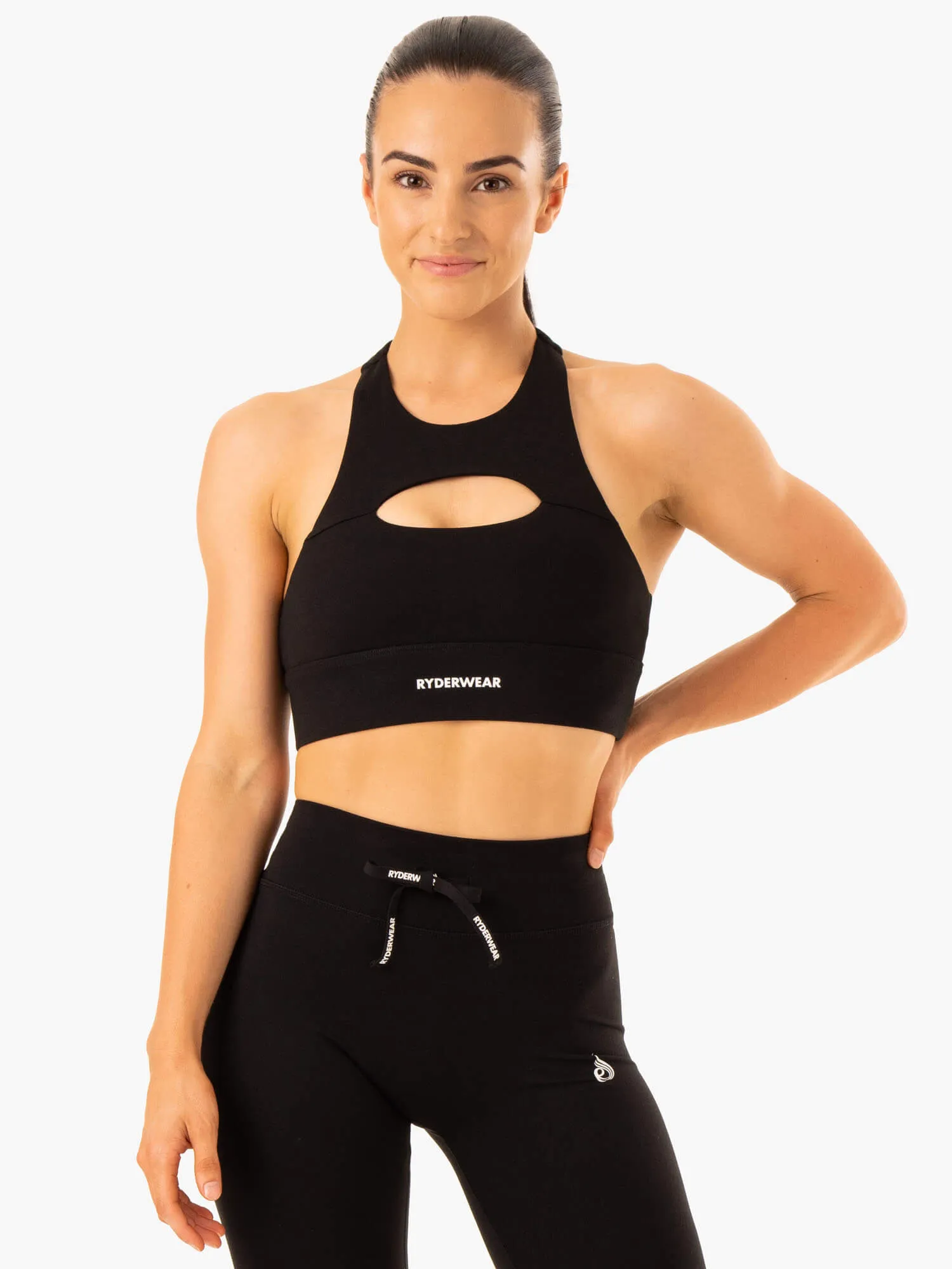 sports events Anti-microbial Replay Cut Out Sports Bra - Black