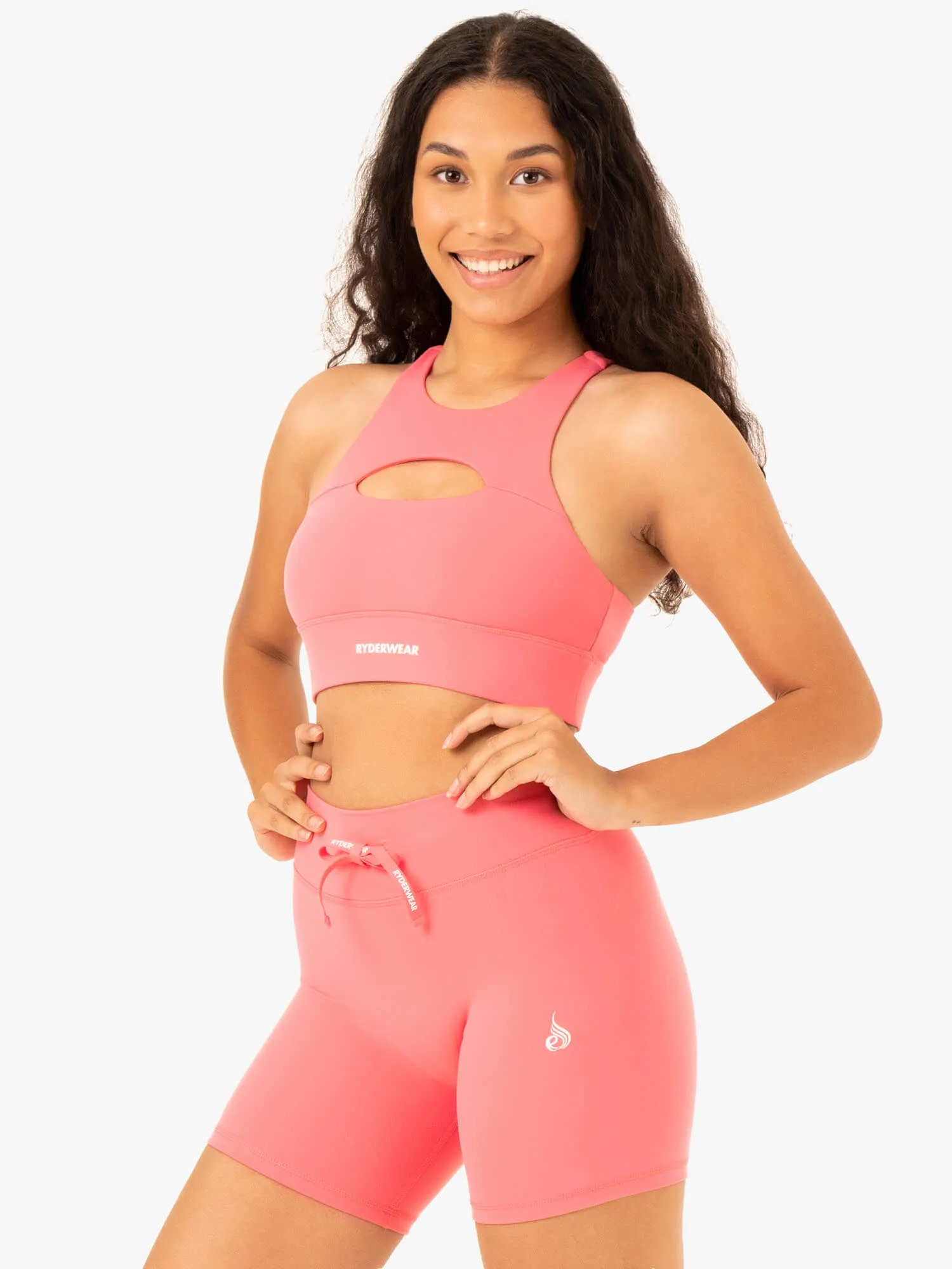 Replay Cut Out Sports Bra - Coral Chest support Small seams