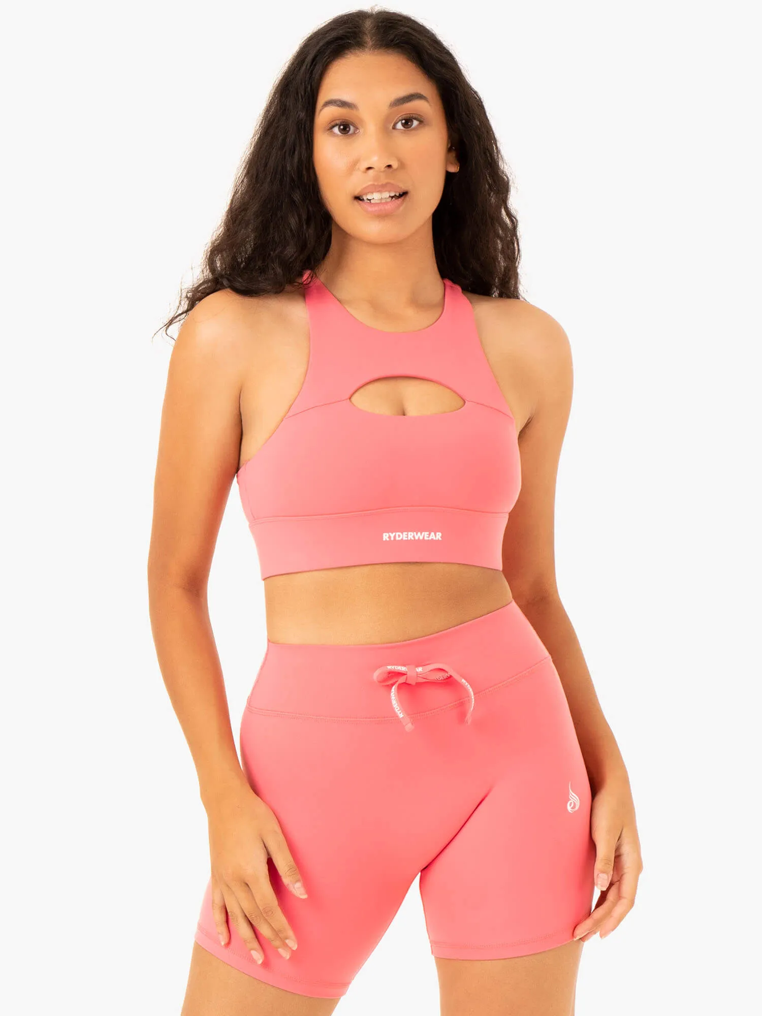 Replay Cut Out Sports Bra - Coral Long fit Breathable Support