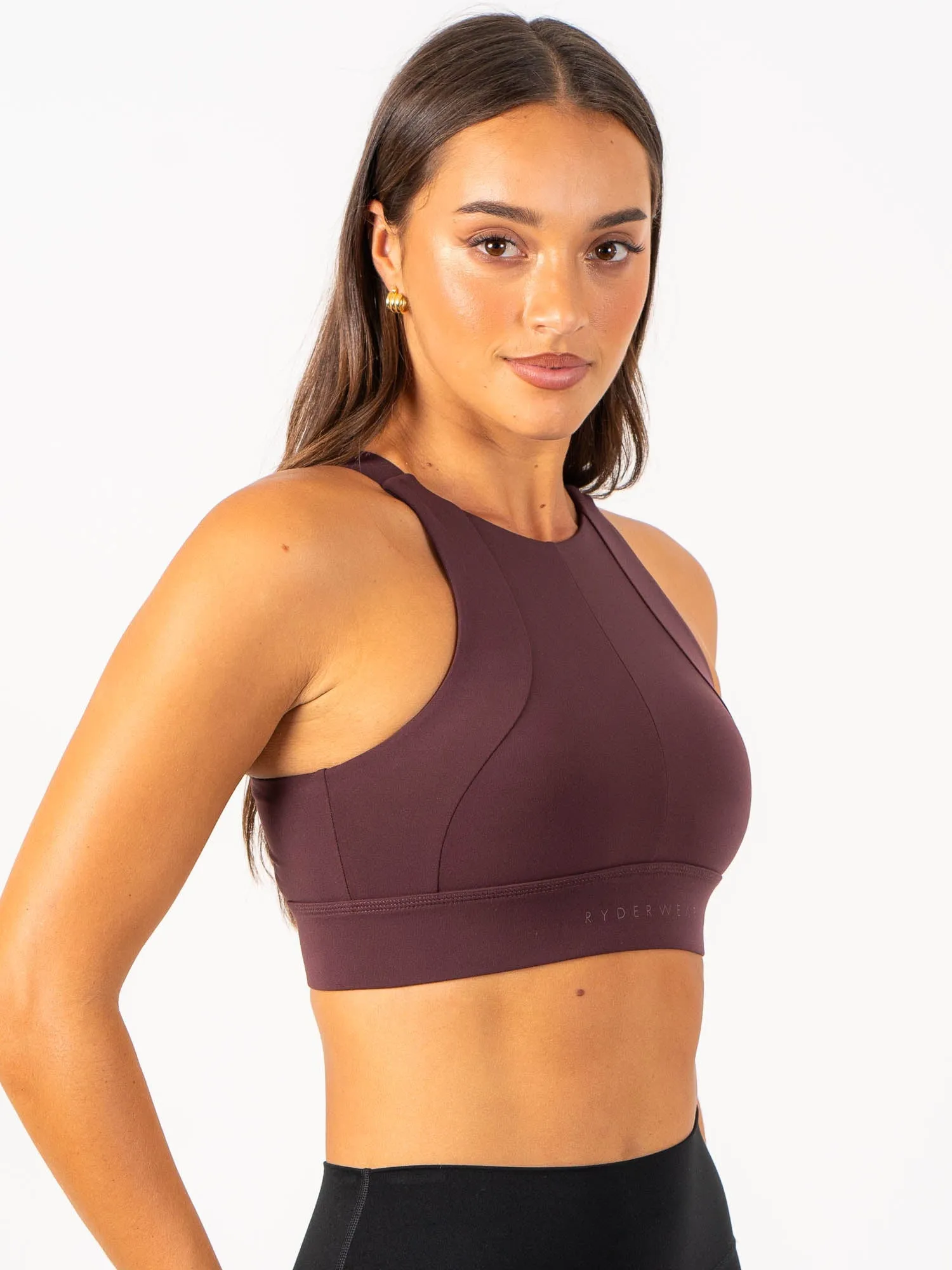 Elegant Classic activewear Reset High Impact Sports Bra - Chocolate