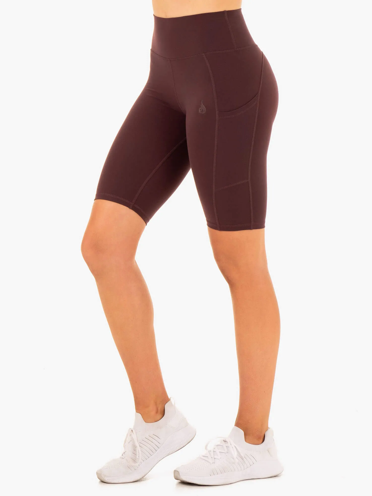 Yoga wear Reset High Waisted Pocket Bike Shorts - Chocolate