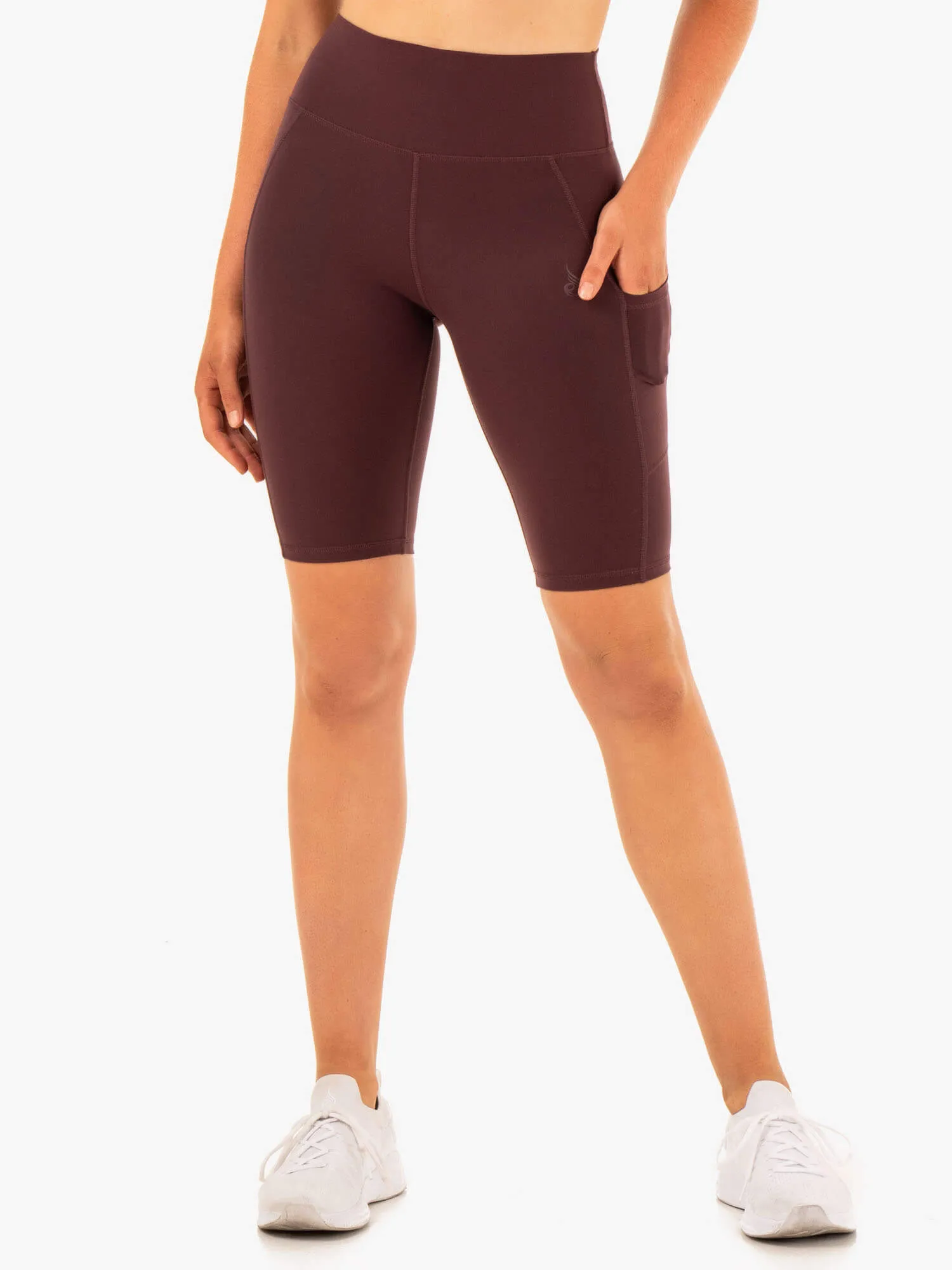 Comfortable Wear Warm Day Reset High Waisted Pocket Bike Shorts - Chocolate