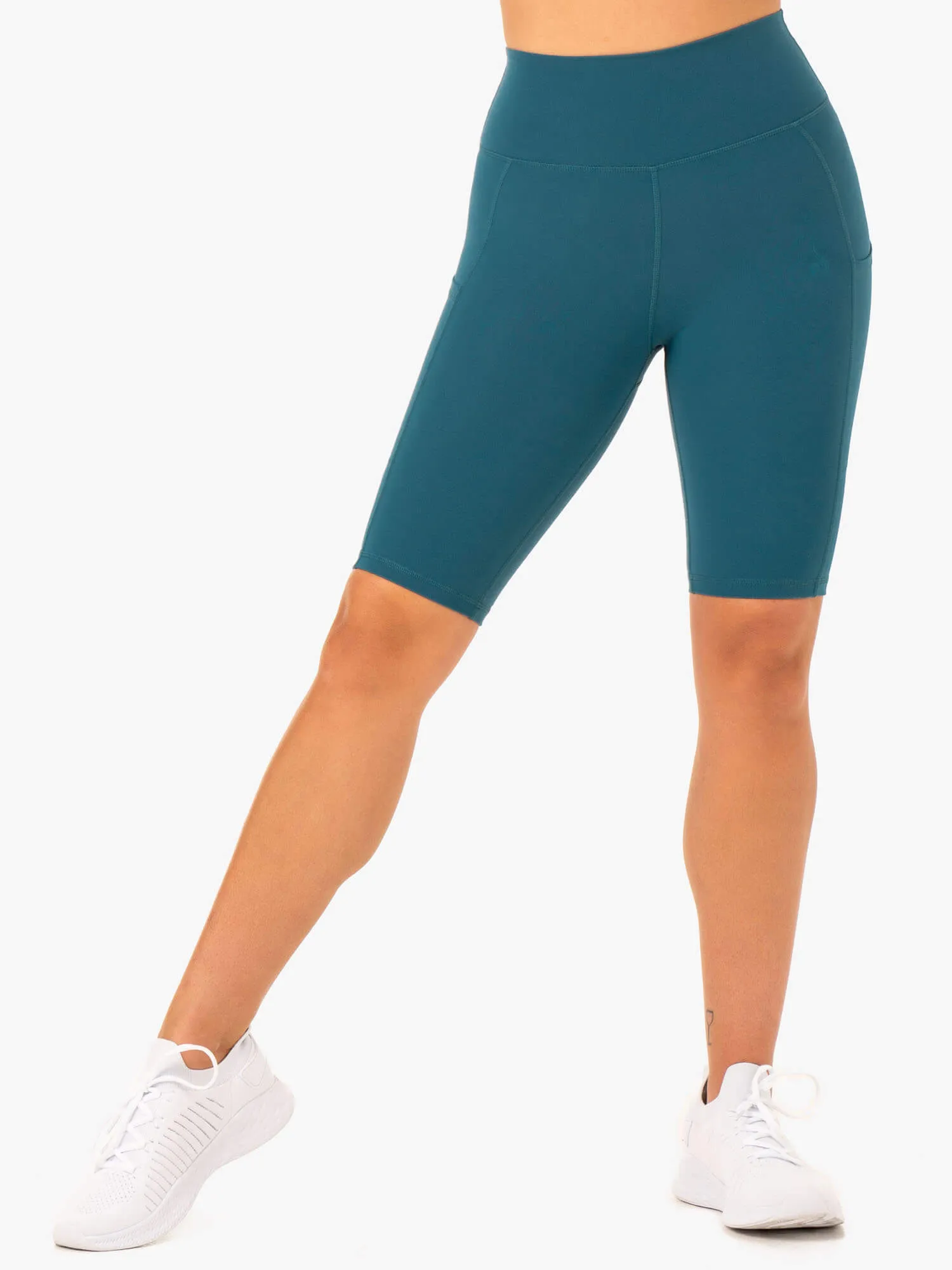 Fresh Day Mid - rise Reset High Waisted Pocket Bike Shorts - Teal