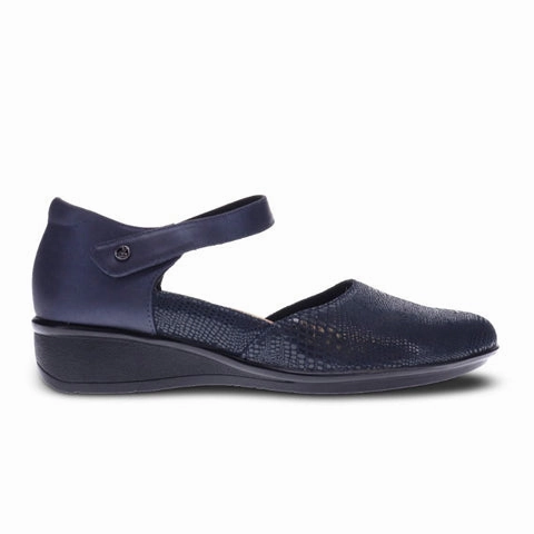 Revere Osaka Wedge Sandal (Women) - Sapphire/Navy Lizard Anti Friction Hygienic Materials