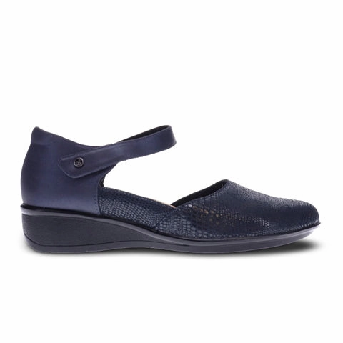 Revere Osaka Wedge Sandal (Women) - Sapphire/Navy Lizard Easygoing Fit