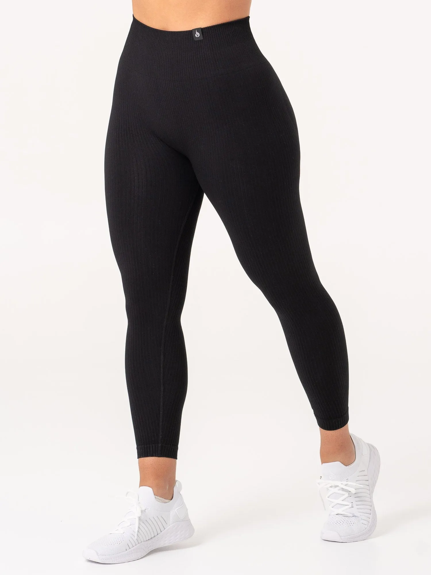 Rib Scrunch Seamless Leggings - Black Stretch Fit Fitness Lover Postpartum Fit Morning Stretch