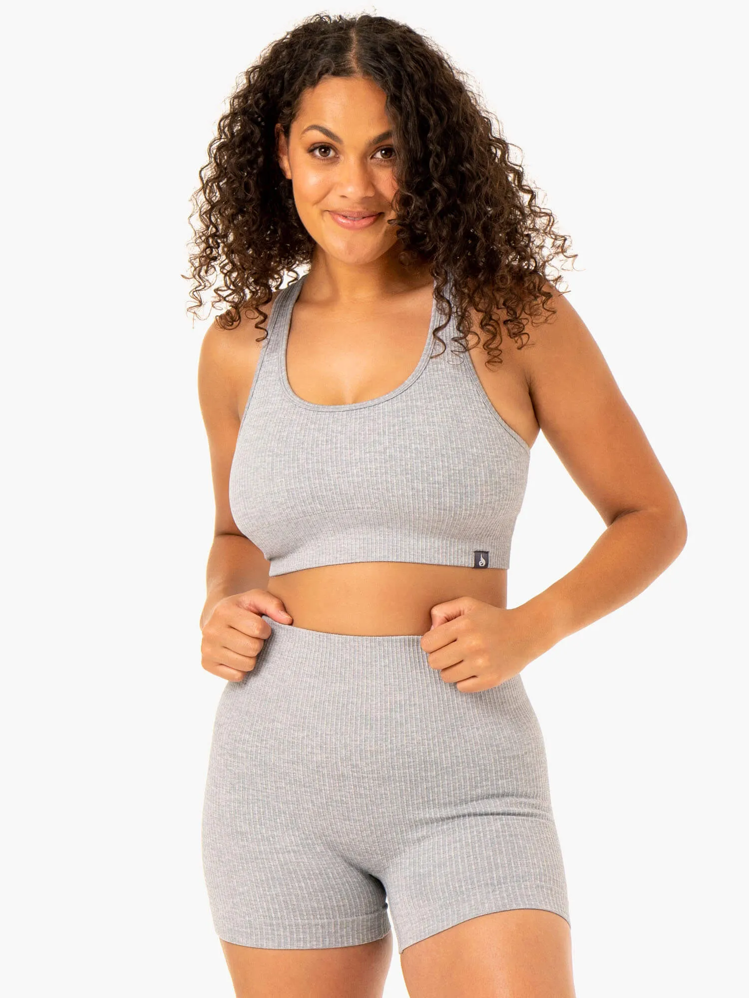 Rib Seamless Sports Bra - Light Grey Marl teen clothing