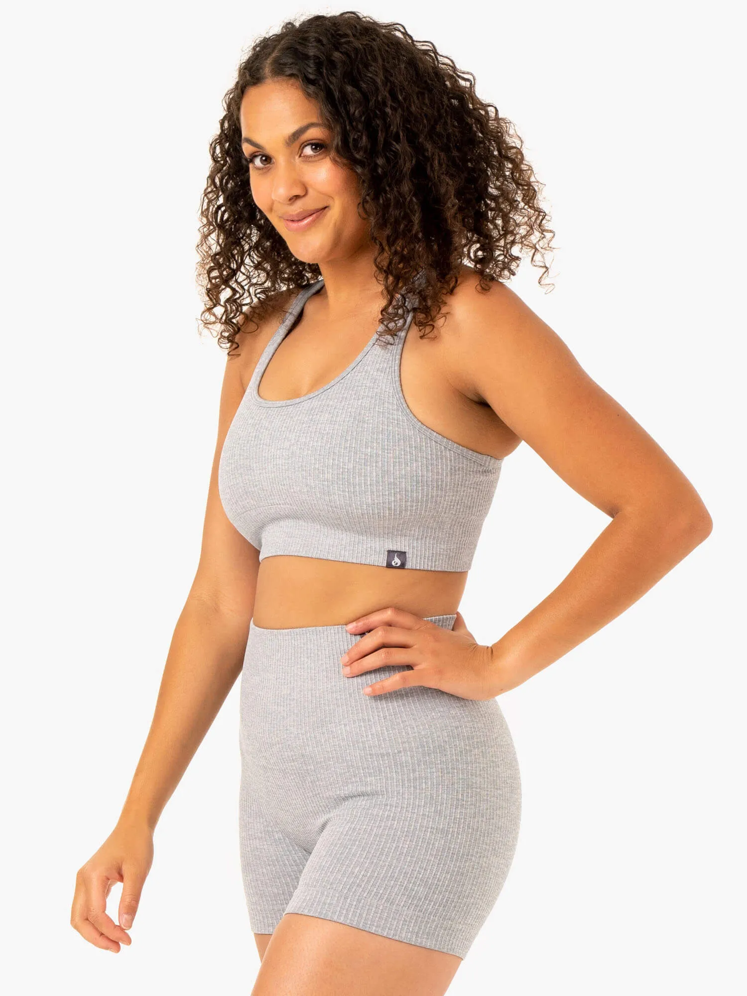 Rib Seamless Sports Bra - Light Grey Marl High-quality Fitness club attendees