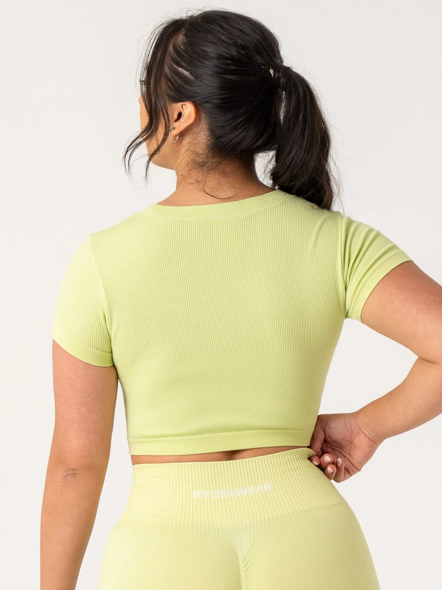 Rib Seamless T-Shirt - Lime Comfy Casual Wear