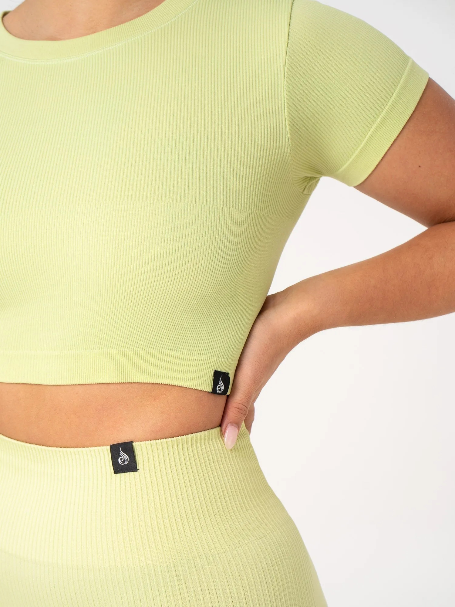Minimal Design Active Comfort Rib Seamless T-Shirt - Lime