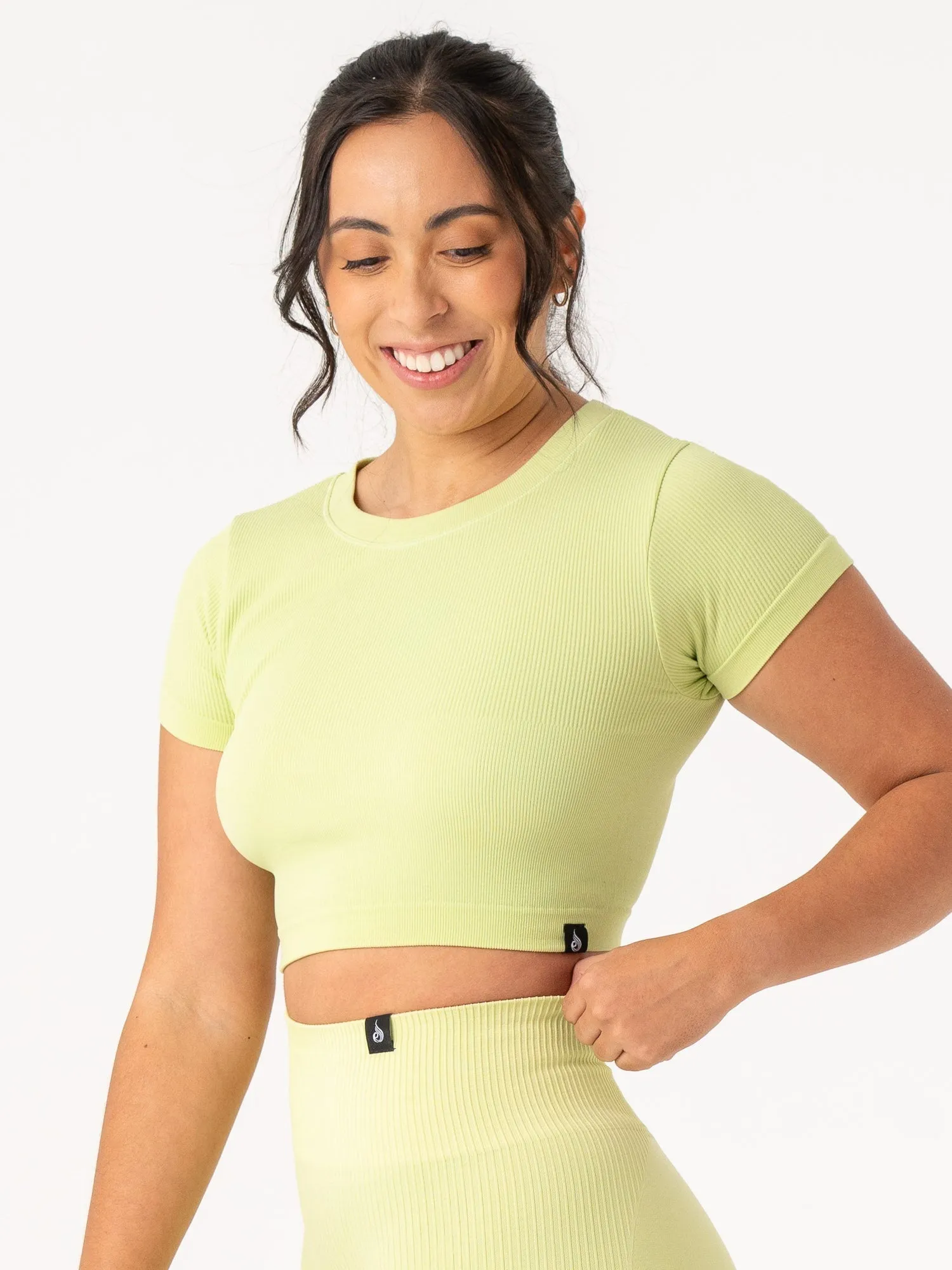 Rib Seamless T-Shirt - Lime thermal ethical