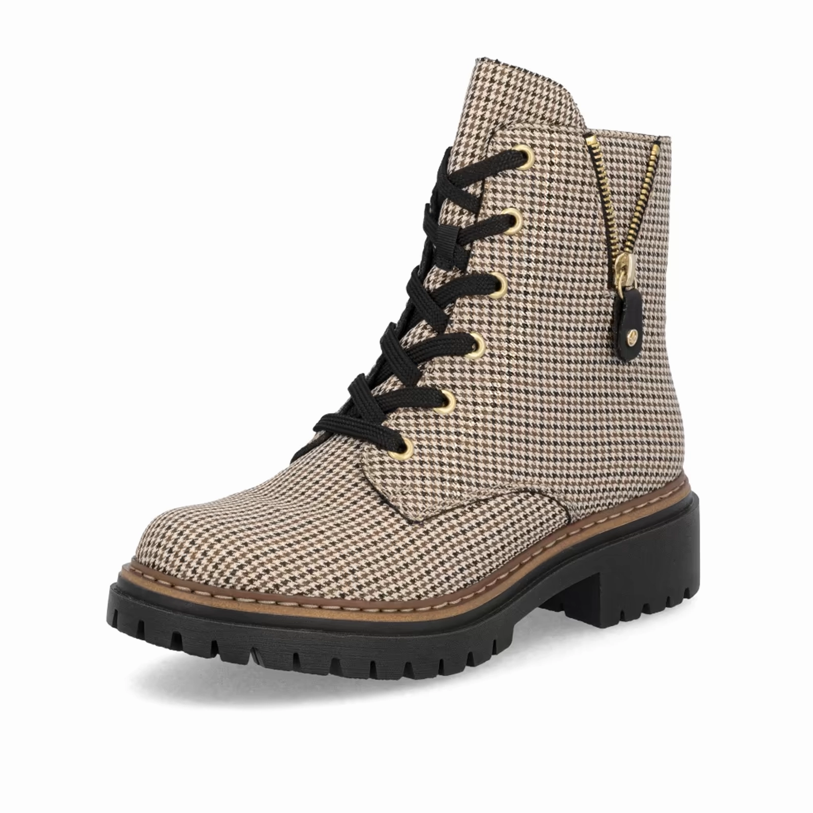 Rieker 72617 Pearl Boot (Women) - Beige Schwarz/Schwarz Caroni Urban Sleek Quick Go