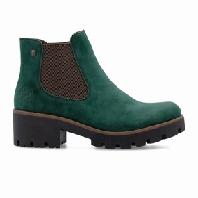 Rieker 79265 Amalia Chelsea Boot (Women) - Bottlegreen/Brown Sheepsuede Safe Power